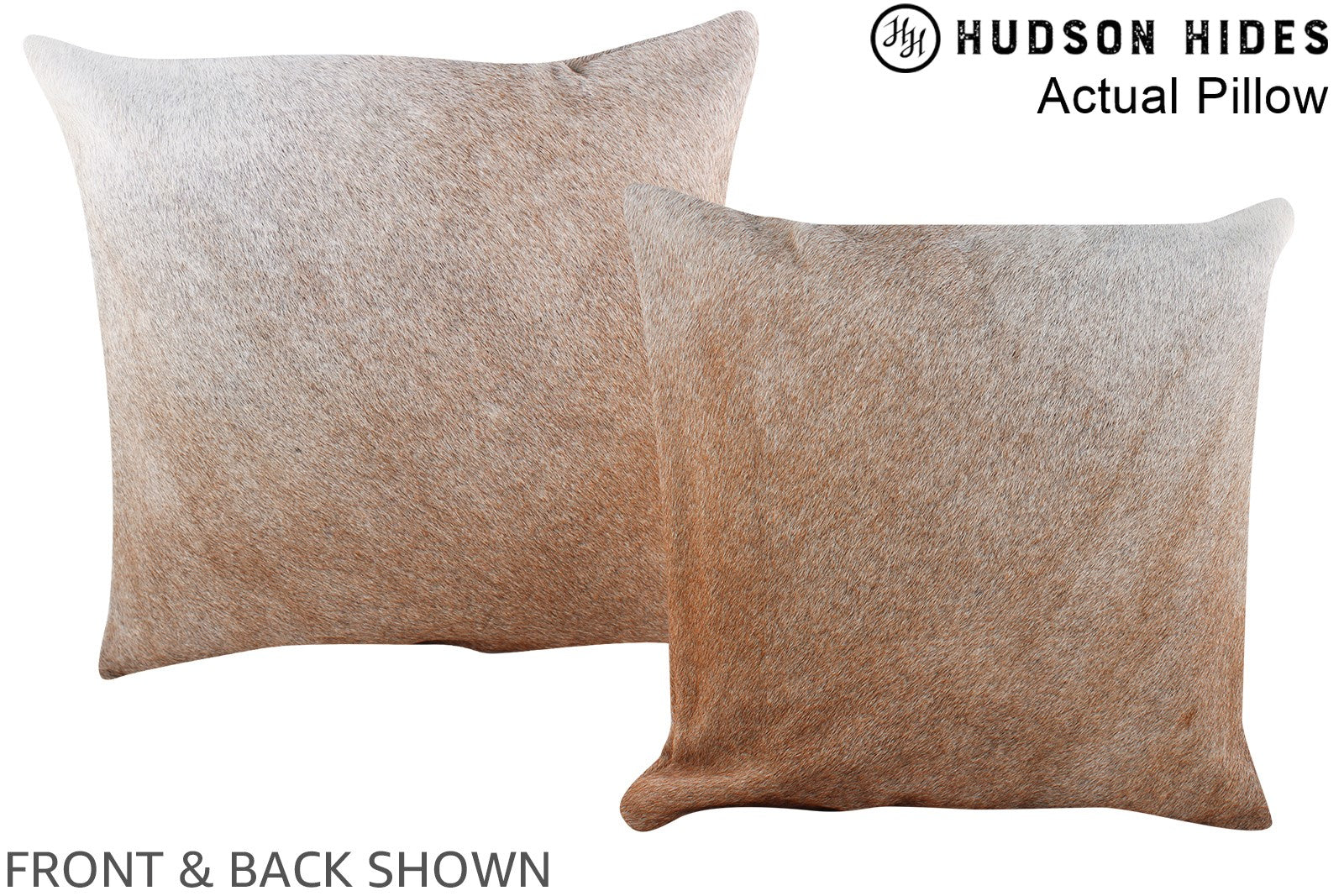 Grey with Beige Cowhide Pillow #A13552