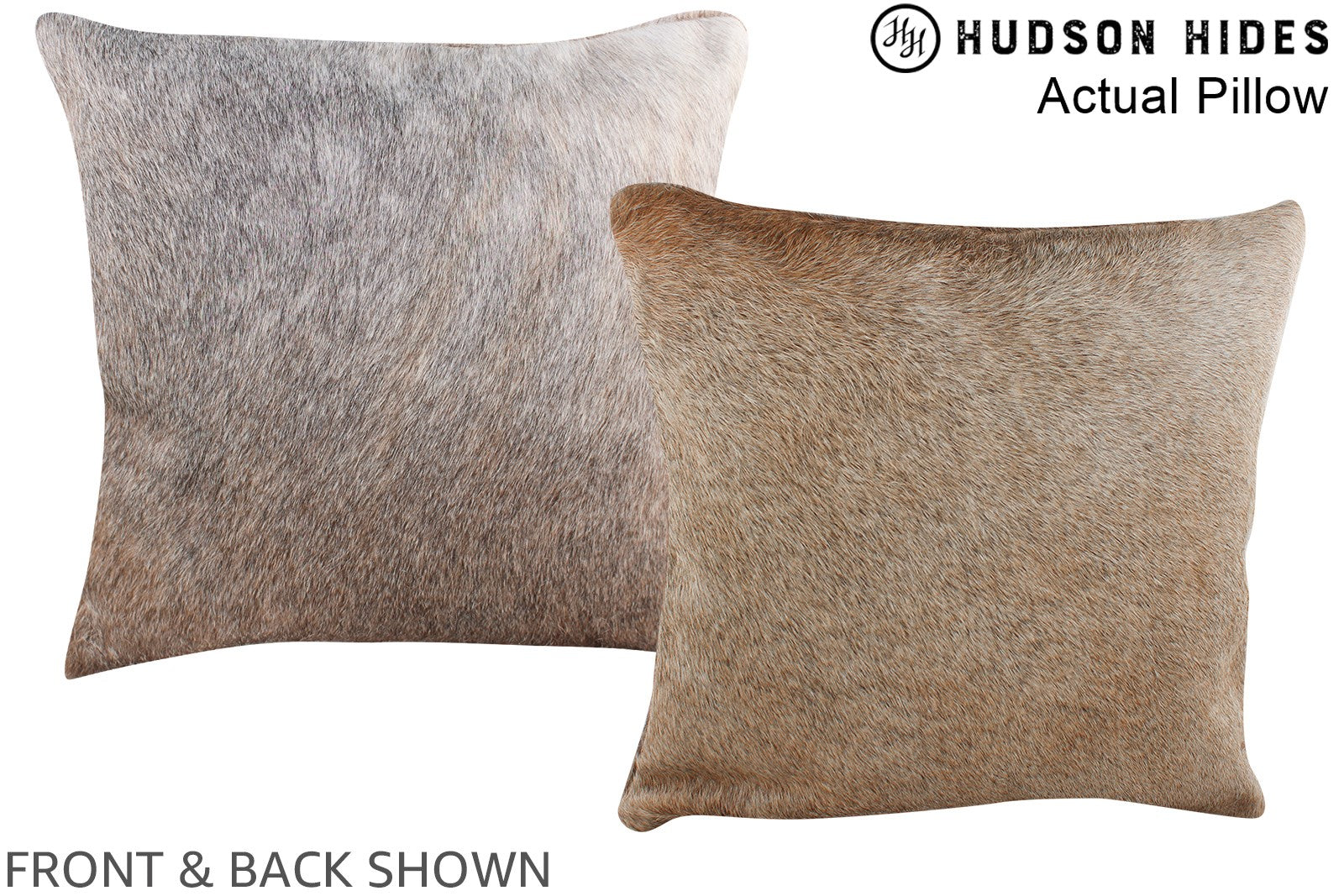 Grey with Beige Cowhide Pillow #A13704