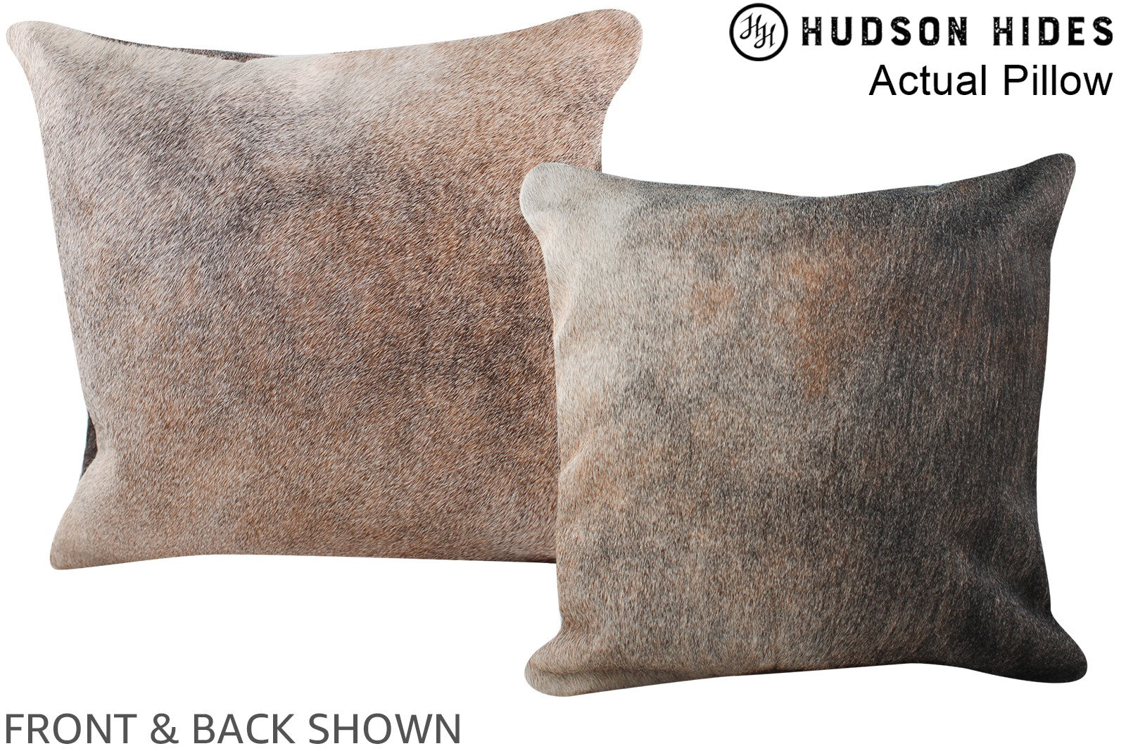 Grey with Beige Cowhide Pillow #A13776