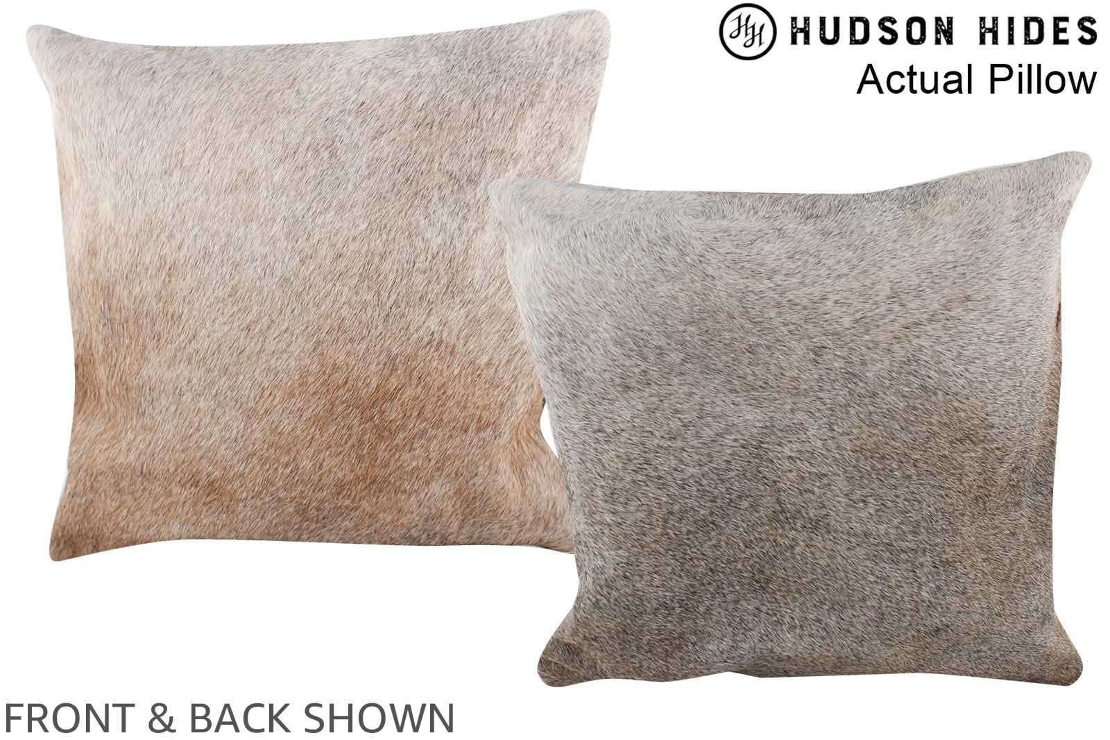 Grey with Beige Cowhide Pillow #A13973