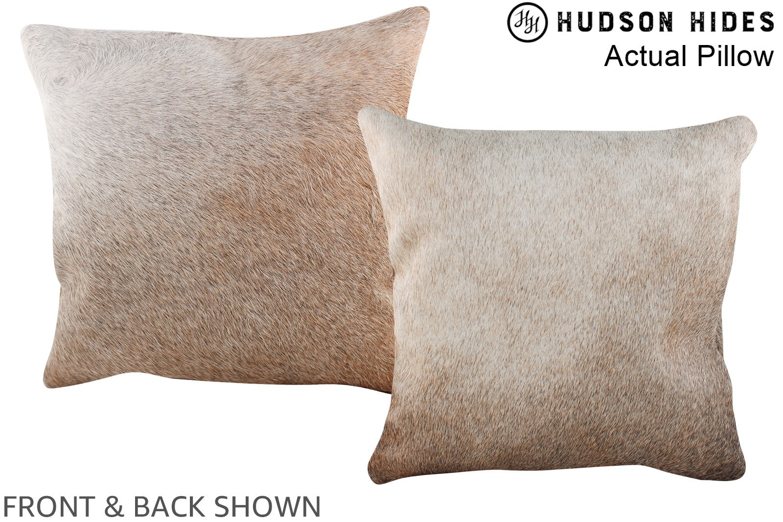 Grey with Beige Cowhide Pillow #A13986