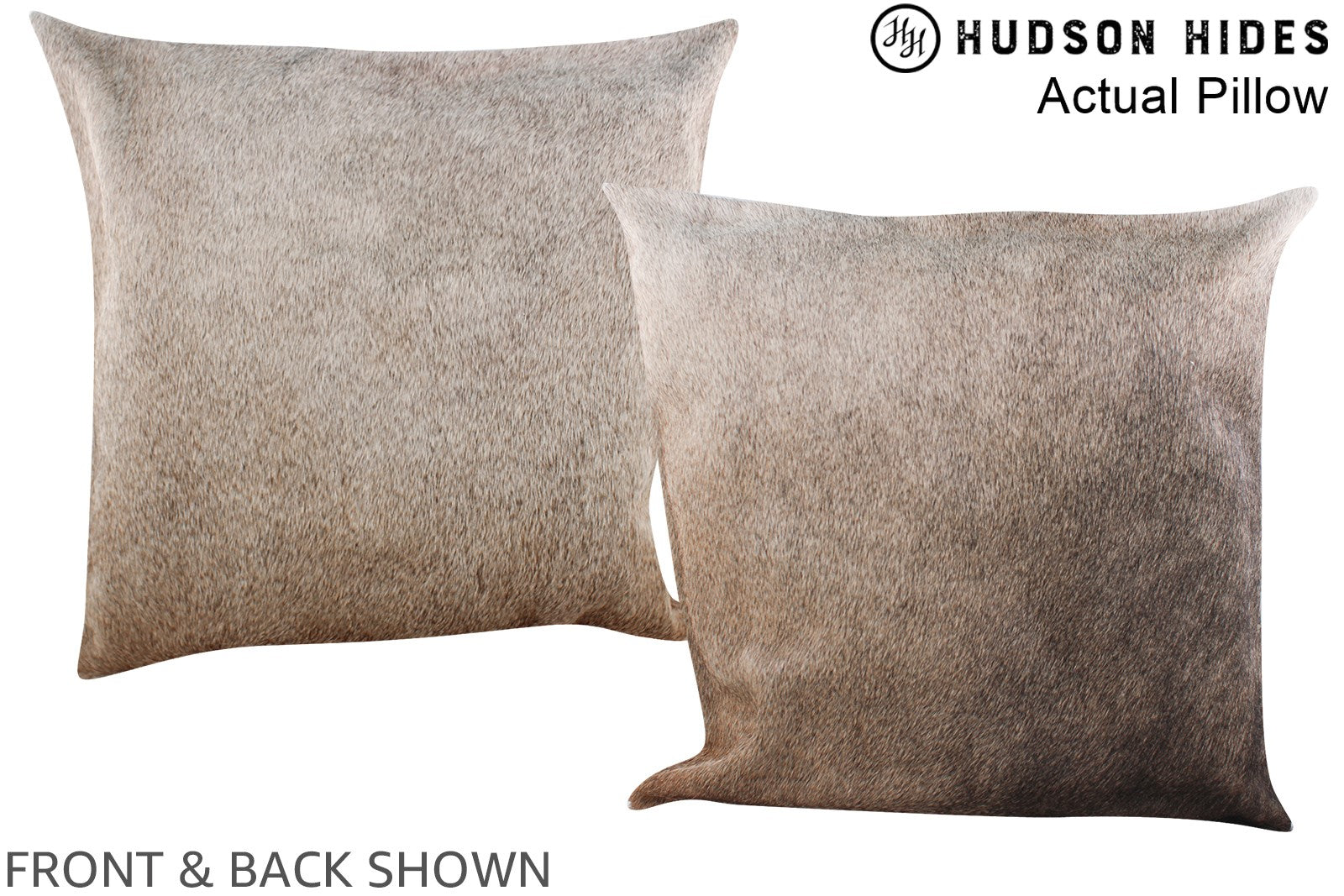 Grey with Beige Cowhide Pillow #A14327