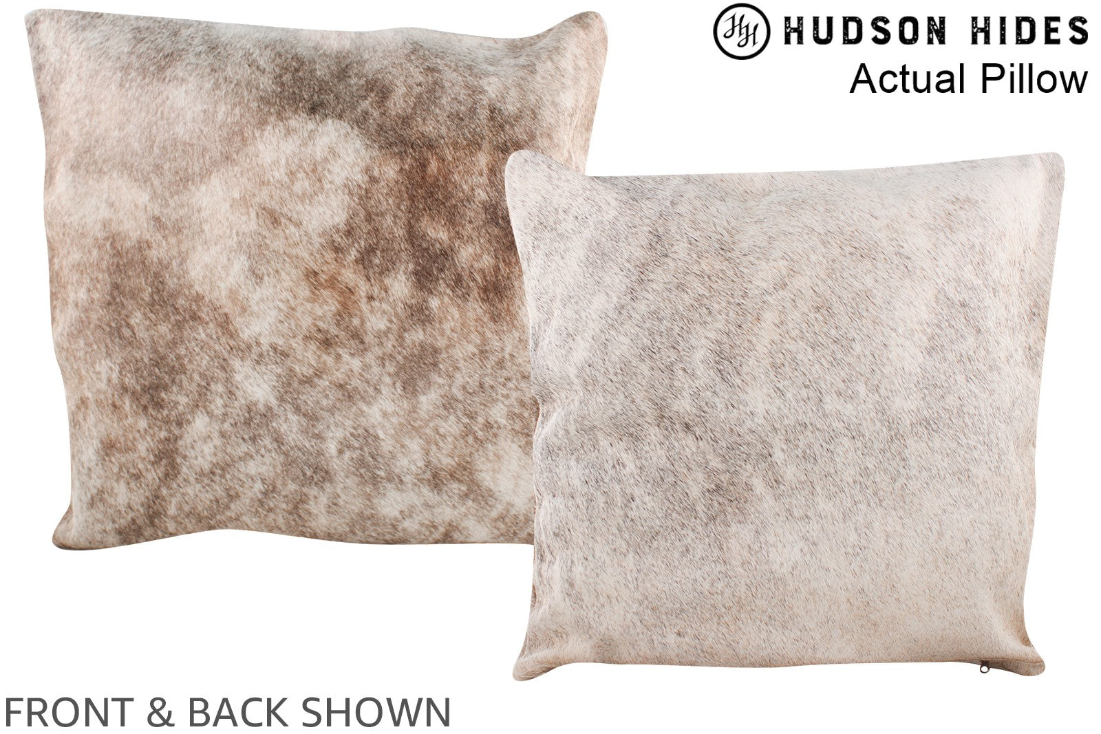 Grey with Beige Cowhide Pillow #A14484