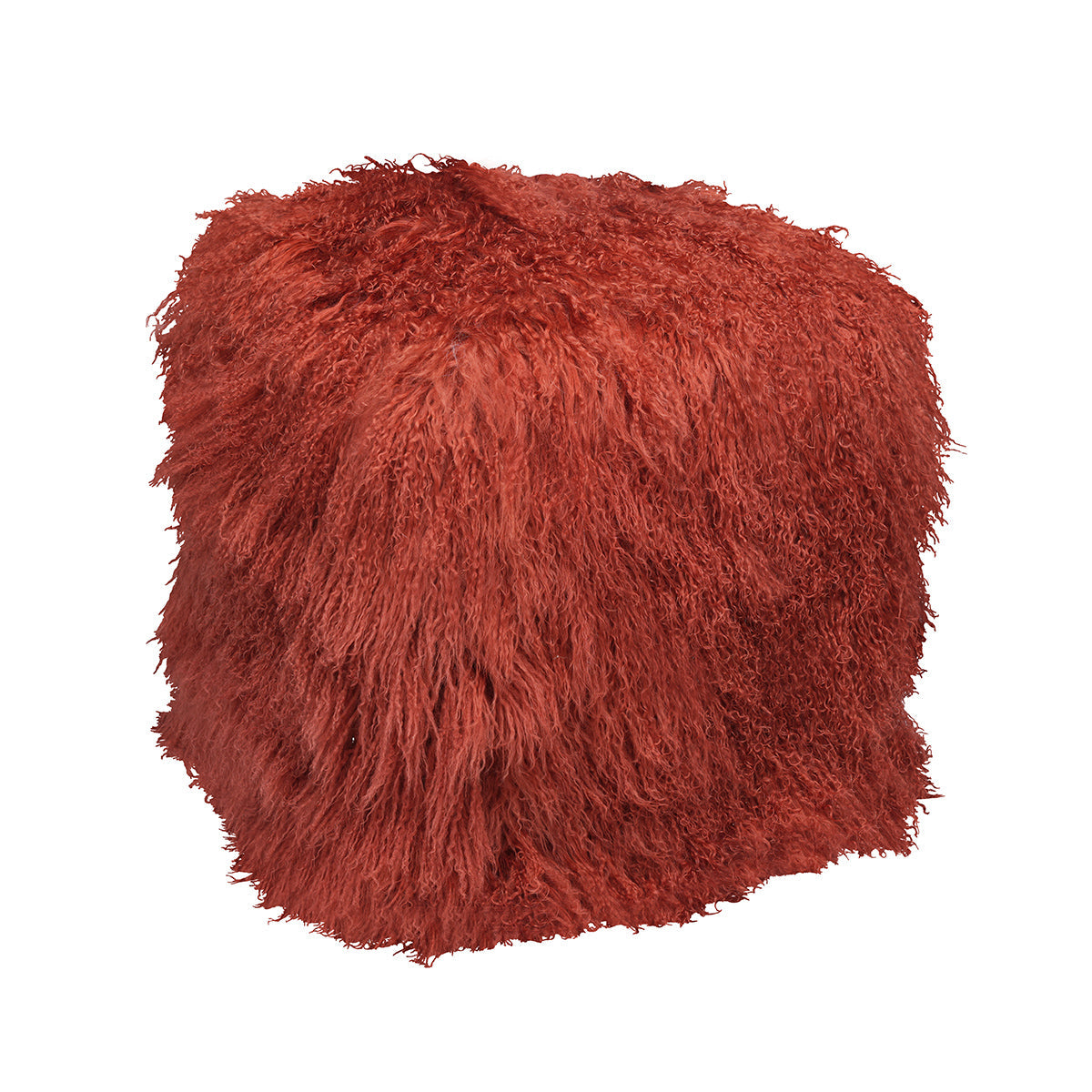 Tibetan Square 18" Pouf Ottoman Rust