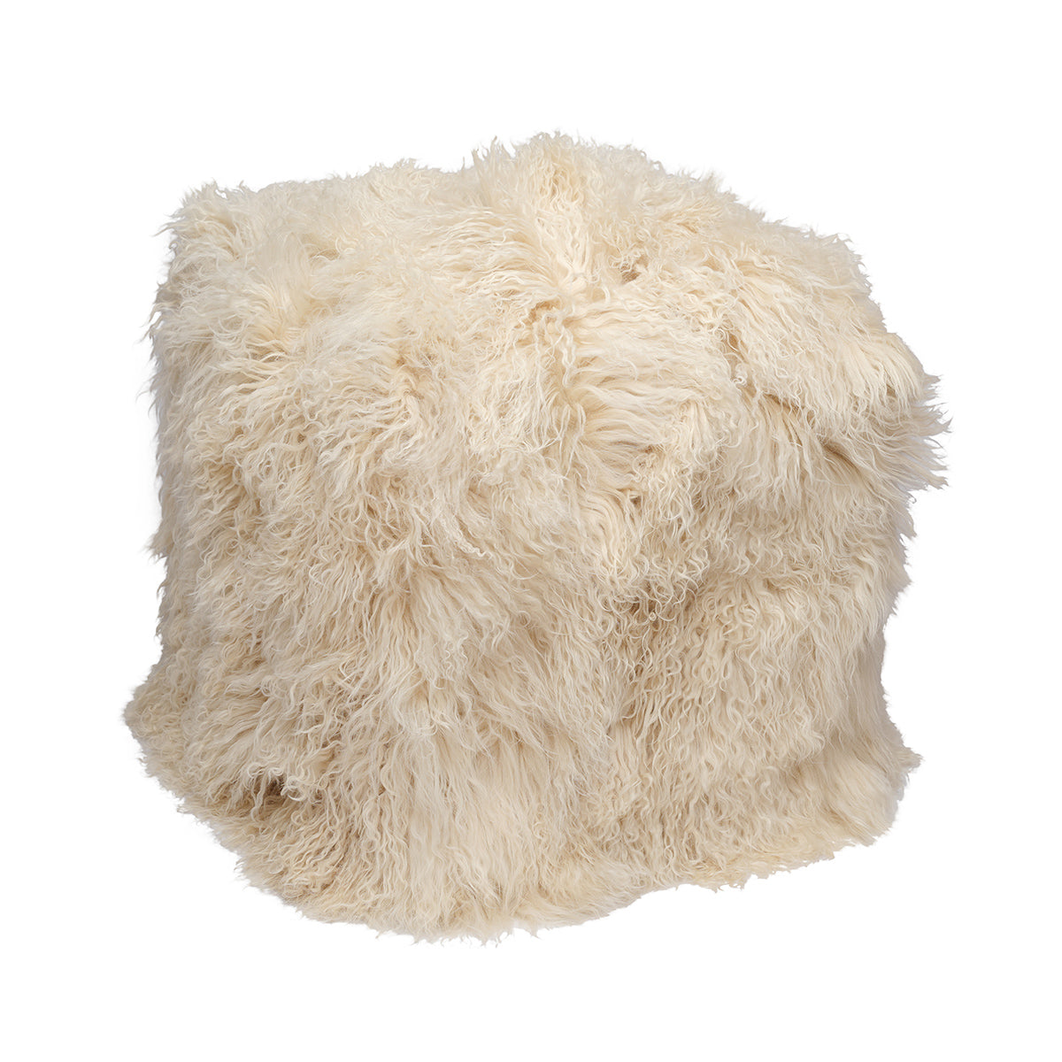 Tibetan Square 18" Pouf Ottoman Off White