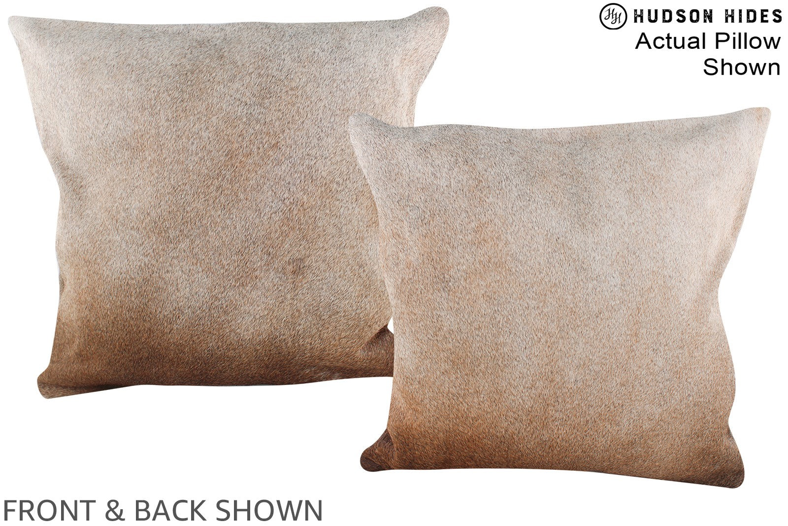 Grey with Beige Cowhide Pillow #A14598