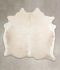 Beige and White Large Brazilian Cowhide Rug 6'4