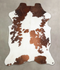 Brown and White X-Large European Cowhide Rug 7'8