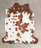 Brown and White Large European Cowhide Rug 6'3