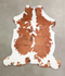 Brown and White Large European Cowhide Rug 6'6