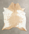 Beige and White Large Brazilian Cowhide Rug 6'8