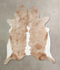 Beige and White X-Large Brazilian Cowhide Rug 7'0