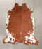 Brown and White Large European Cowhide Rug 5'9