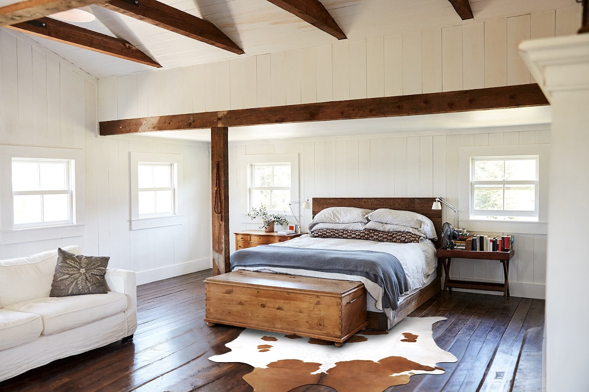 Brown and White Cowhide Rug #B10187