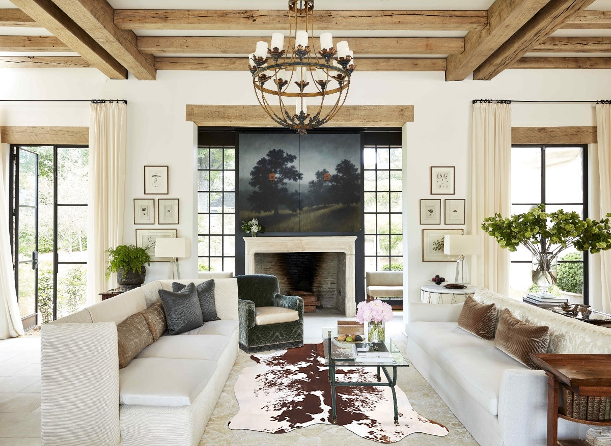 Brown and White Cowhide Rug #B10189