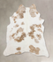 Beige and White Large Brazilian Cowhide Rug 6'10