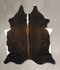 Chocolate and White Large Brazilian Cowhide Rug 5'6