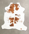 Brown and White Large European Cowhide Rug 6'6