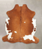 Brown and White Large European Cowhide Rug 6'5