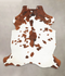 Brown and White Large European Cowhide Rug 6'4