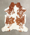 Brown and White Large European Cowhide Rug 6'6