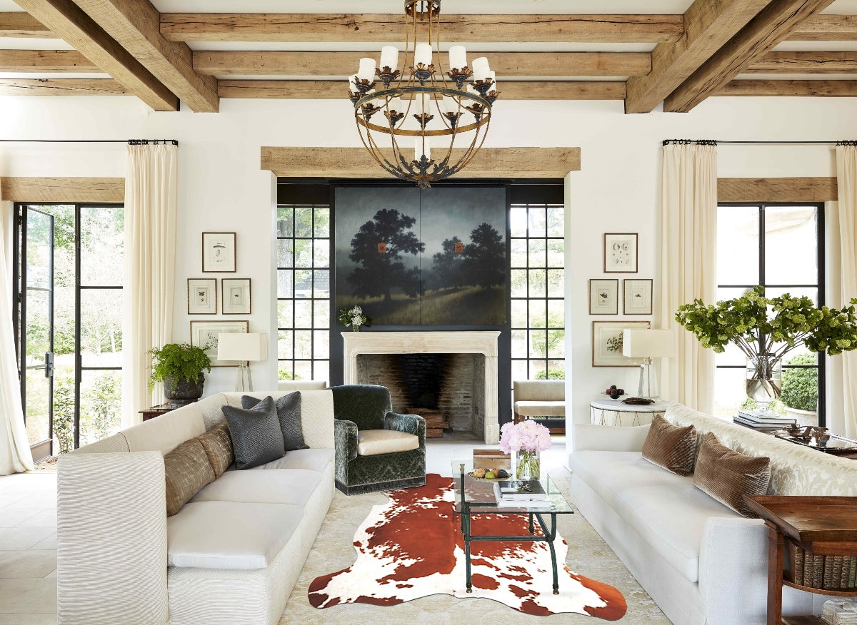 Brown and White Cowhide Rug #B5629