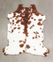 Brown and White Large European Cowhide Rug 6'3