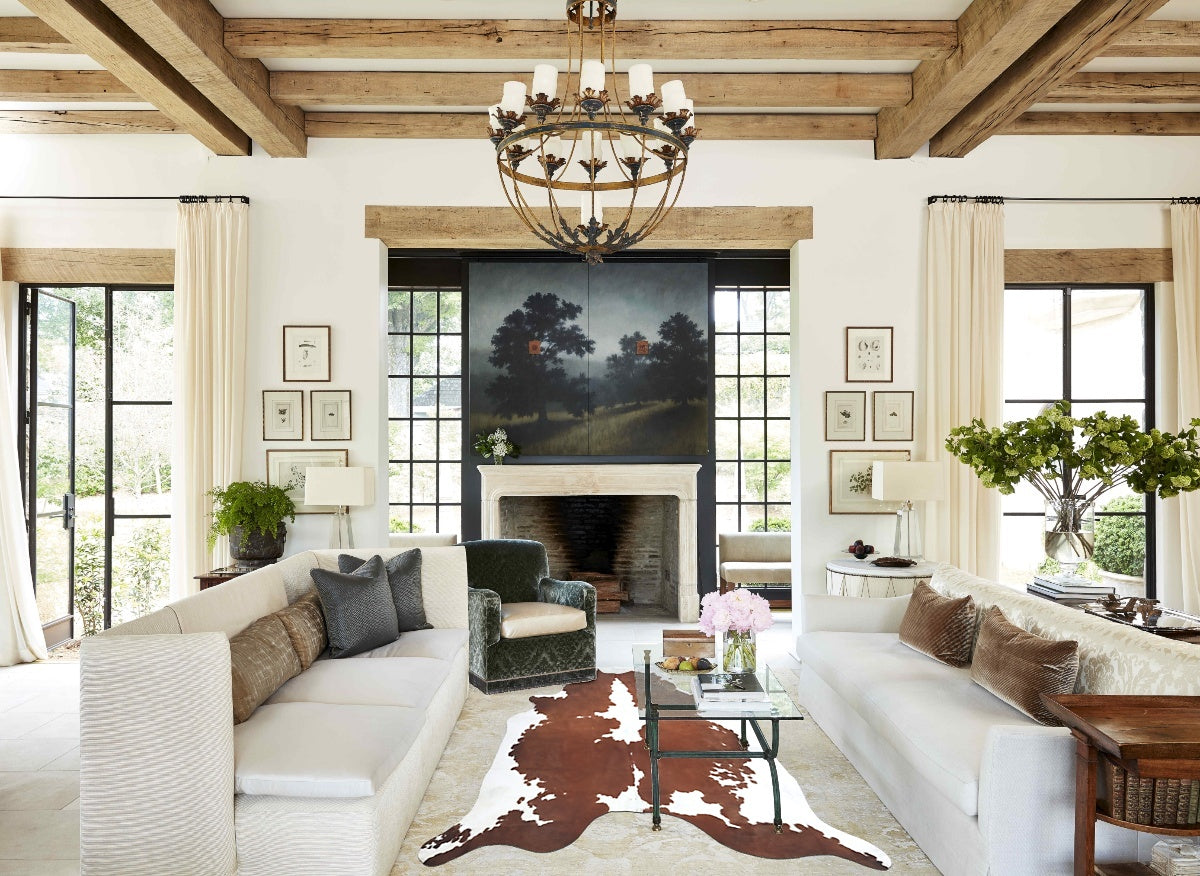 Brown and White Cowhide Rug #B9524