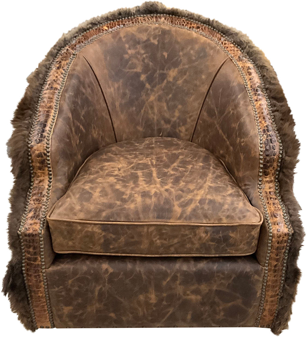 Yellowstone Buffalo Swivel Chair