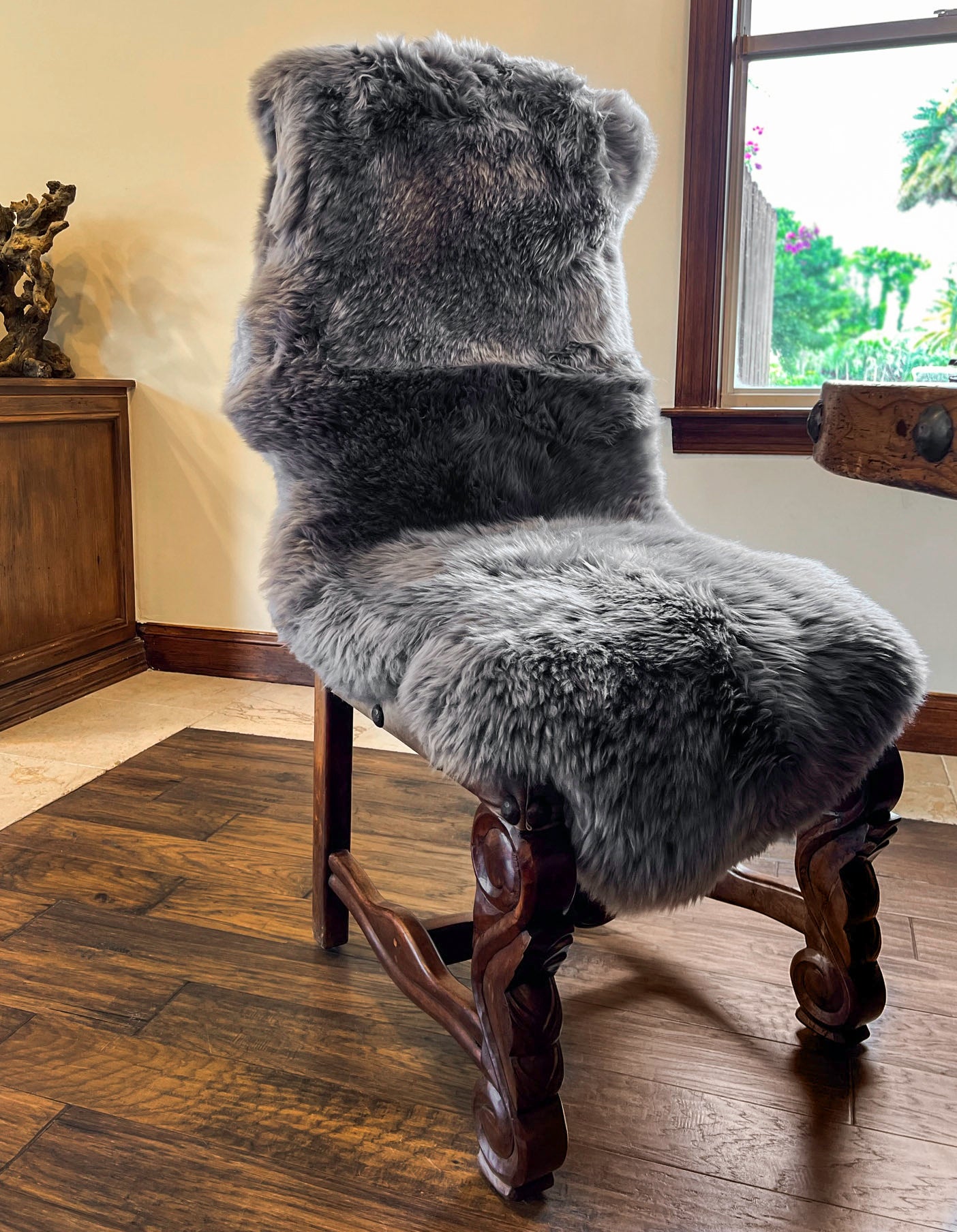 Dark Gray New Zealand Sheepskin 2-Pelt 2' x 6' by Hudson Hides