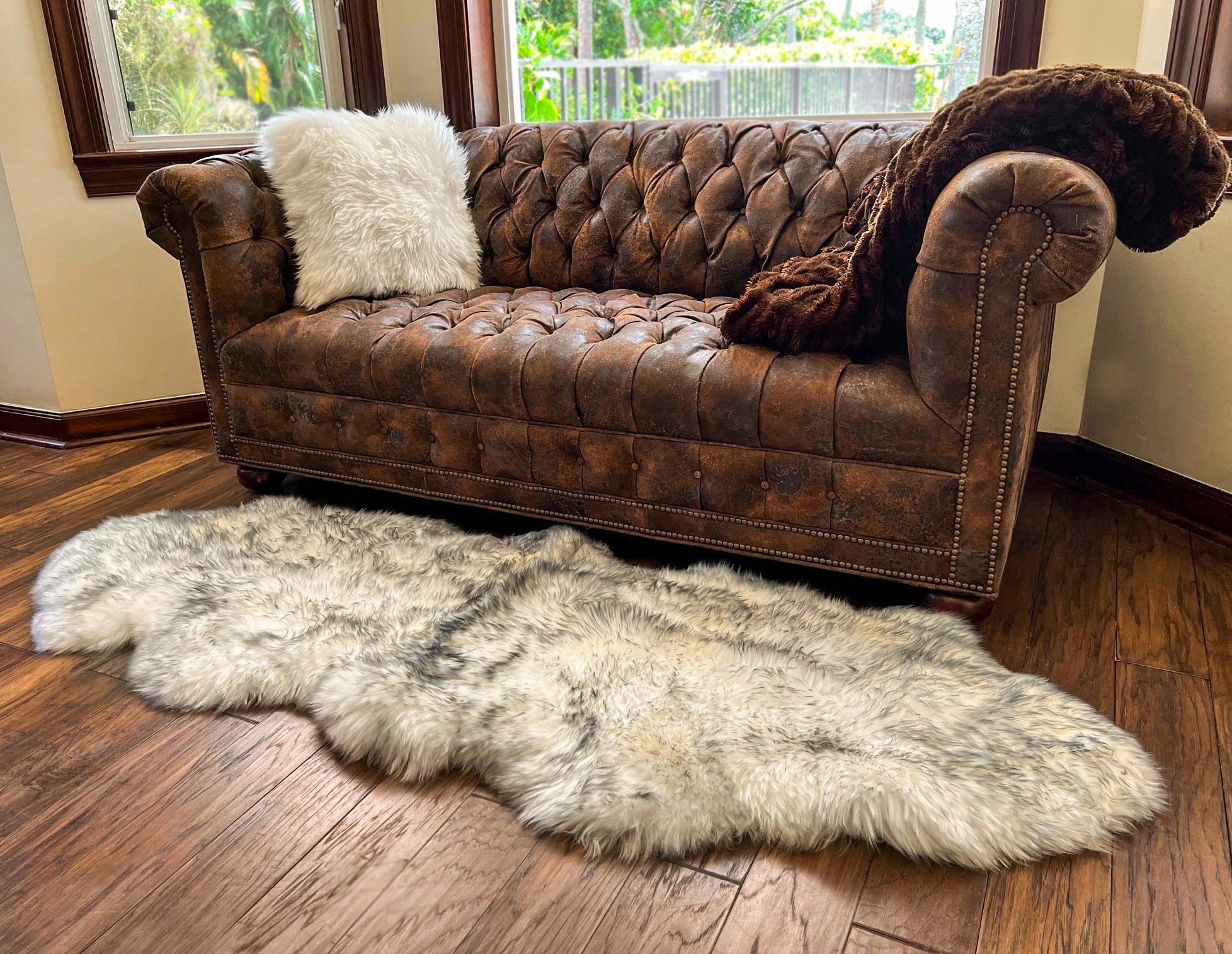 Gray Mist New Zealand Sheepskin 2-Pelt 2' x 6' by Hudson Hides